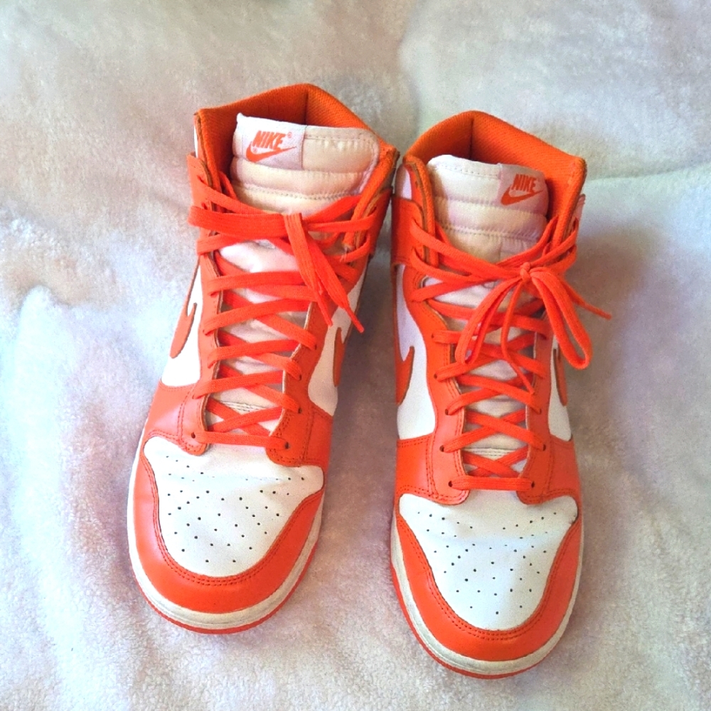 Nike Men's Bright Orange and White Sneakers Size 14